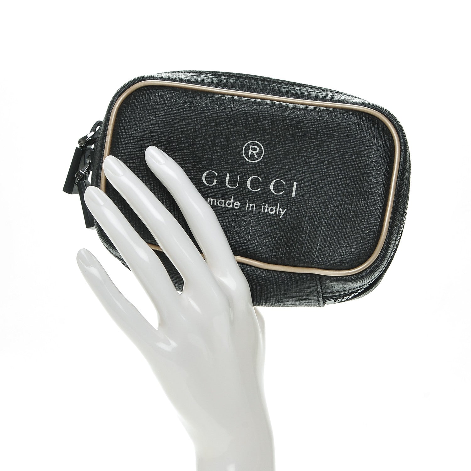 Gucci Coated Canvas Trademark Small Cosmetic Case Black 2 of 7