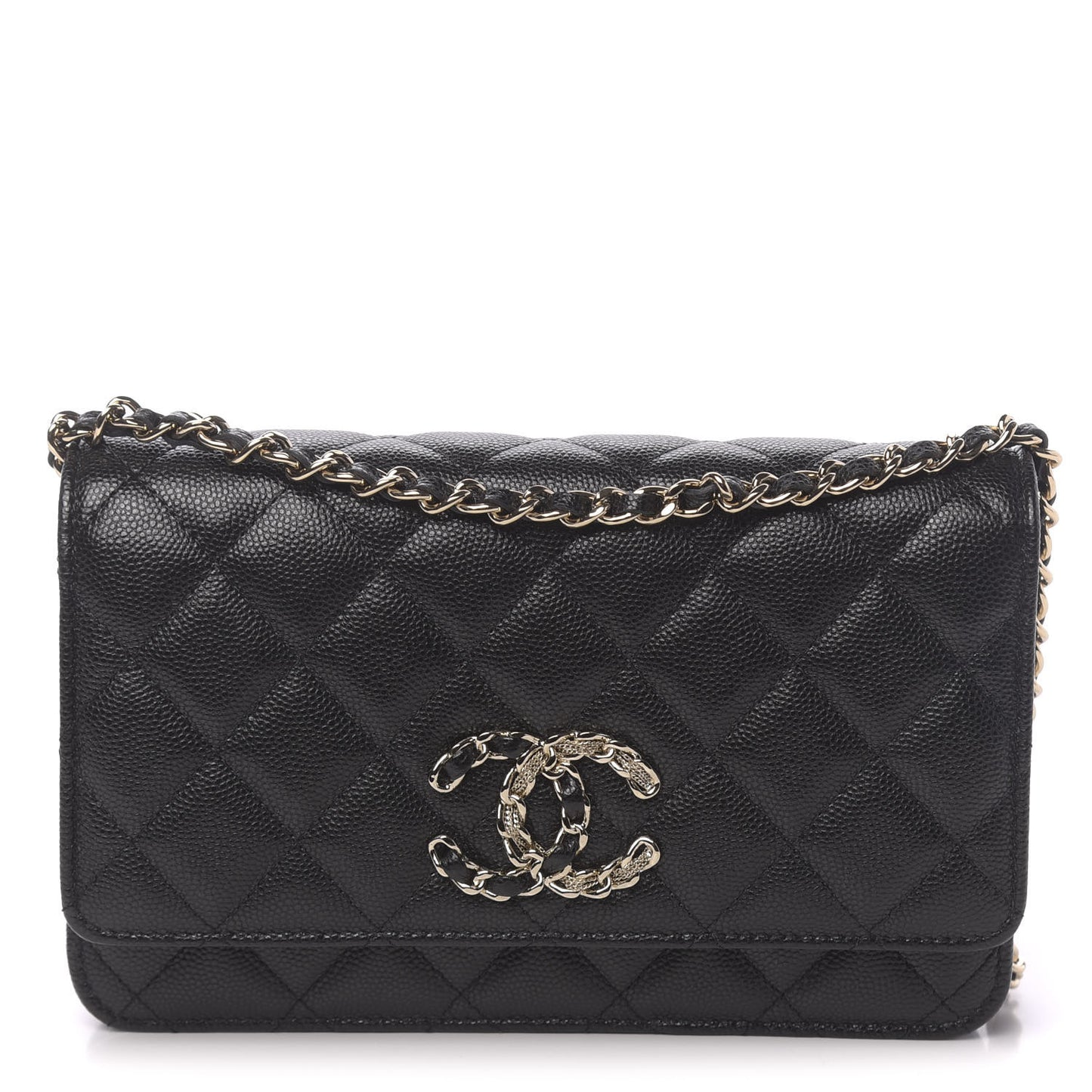Caviar Quilted French New Wave Chain CC Wallet On Chain WOC Black
