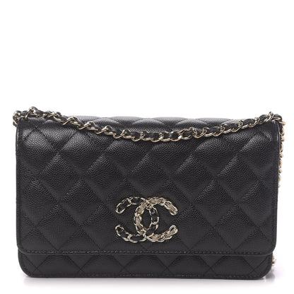 Chanel Caviar Quilted French New Wave Chain CC Wallet On Chain WOC Black 1 of 12