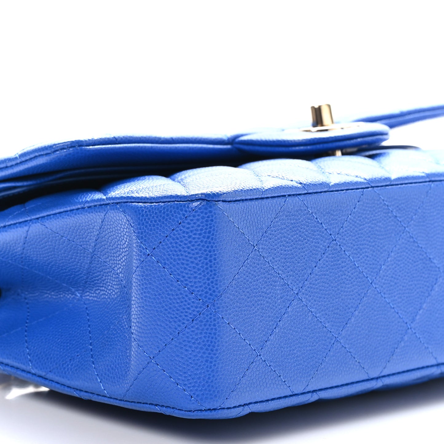 Caviar Quilted Small Double Flap Blue