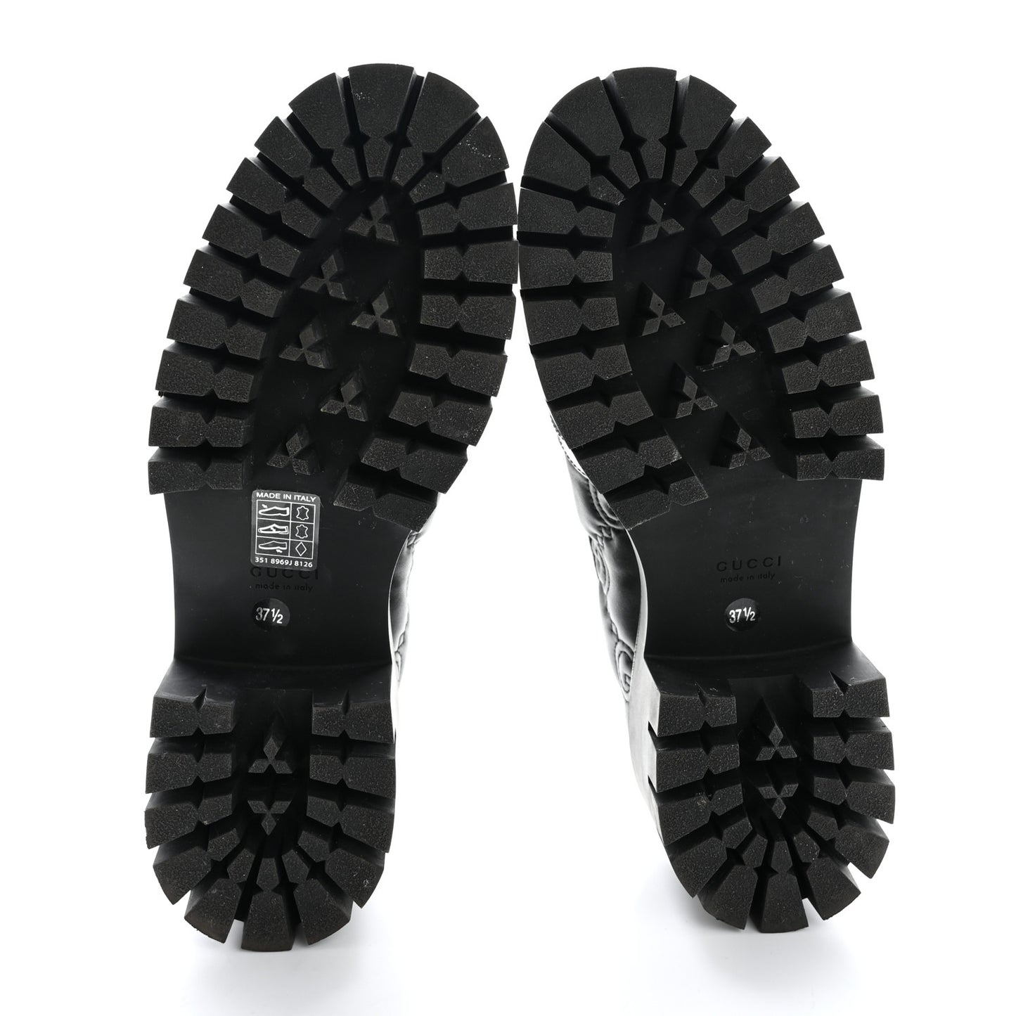 Nappa Cordovan Lux GG Matelasse Buckled Platform Lug Sole 60mm Loafers 37.5 Black