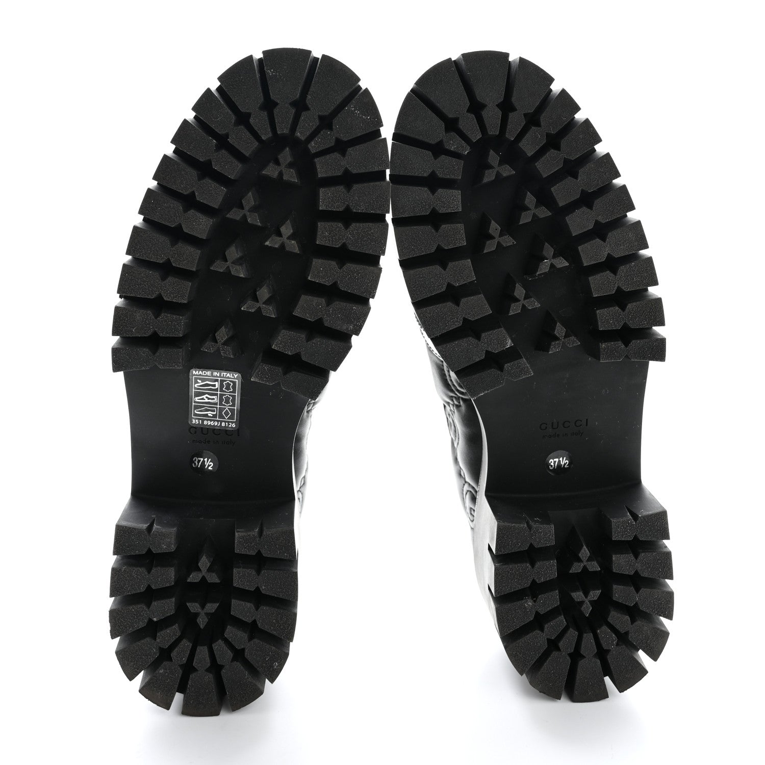 Gucci Nappa Cordovan Lux GG Matelasse Buckled Platform Lug Sole 60mm Loafers 37.5 Black 6 of 16