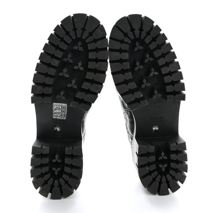 Gucci Nappa Cordovan Lux GG Matelasse Buckled Platform Lug Sole 60mm Loafers 37.5 Black 6 of 16