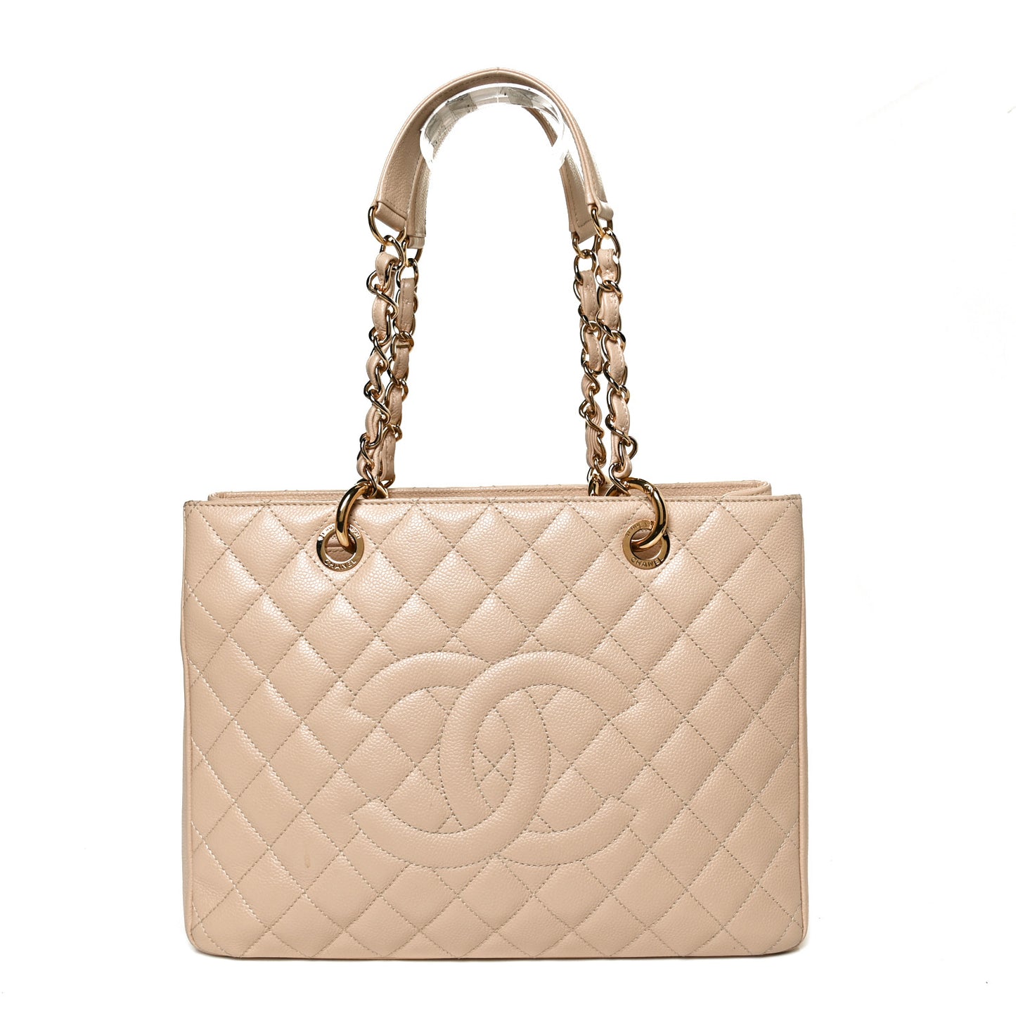 Caviar Quilted Grand Shopping Tote GST Beige Clair