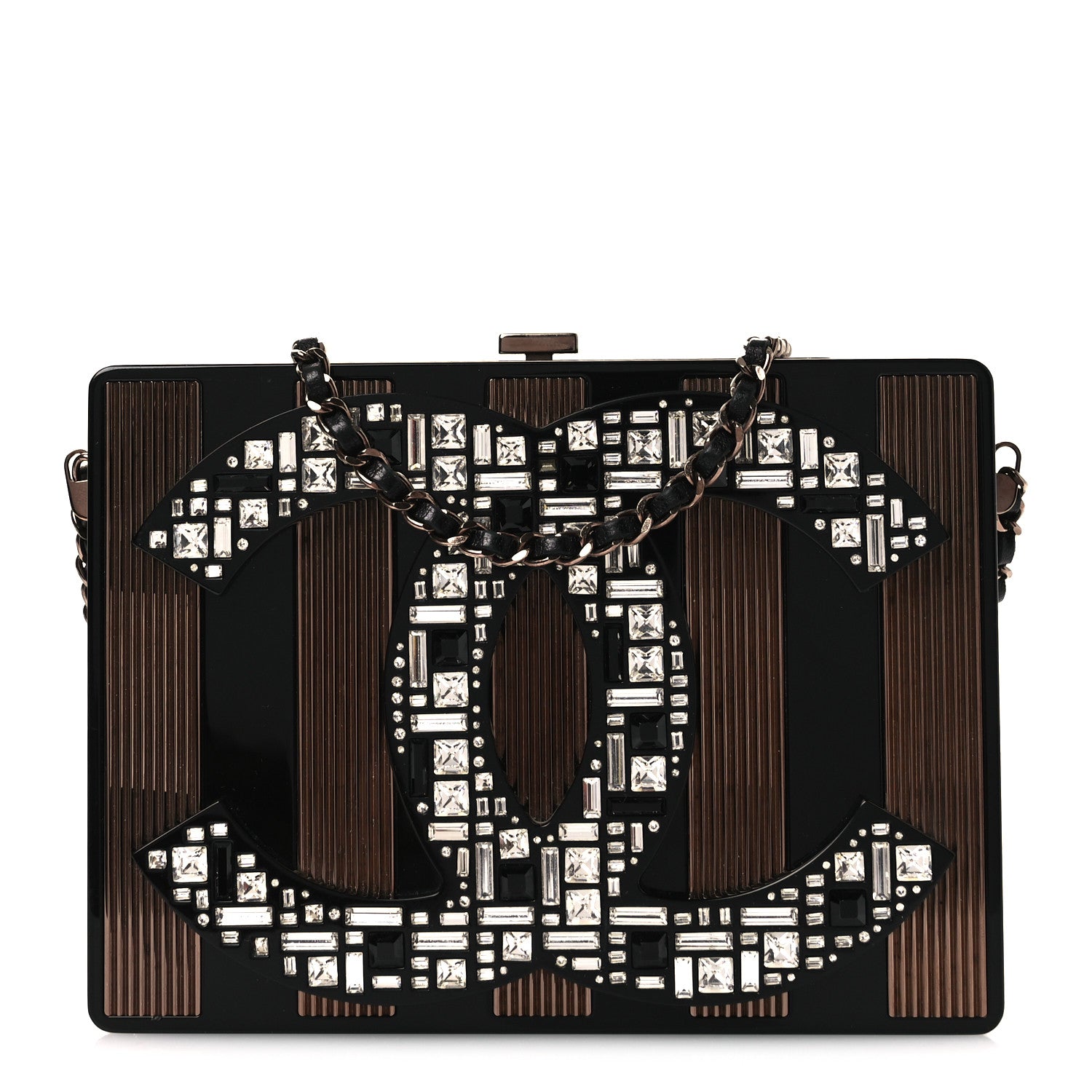 Chanel Plexiglass Crystal CC Minaudiere Clutch Black Copper 1 of 11
