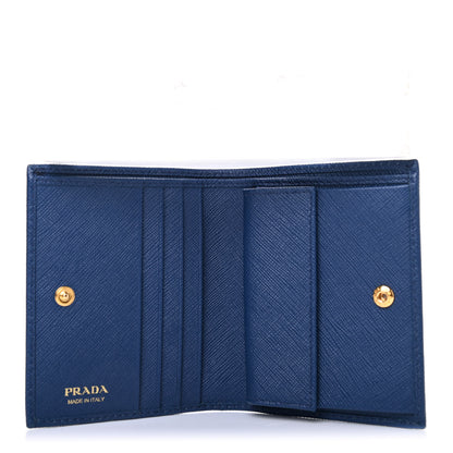Prada Saffiano Metal Compact Snap Bi-Fold Wallet Cobalto 4 of 4