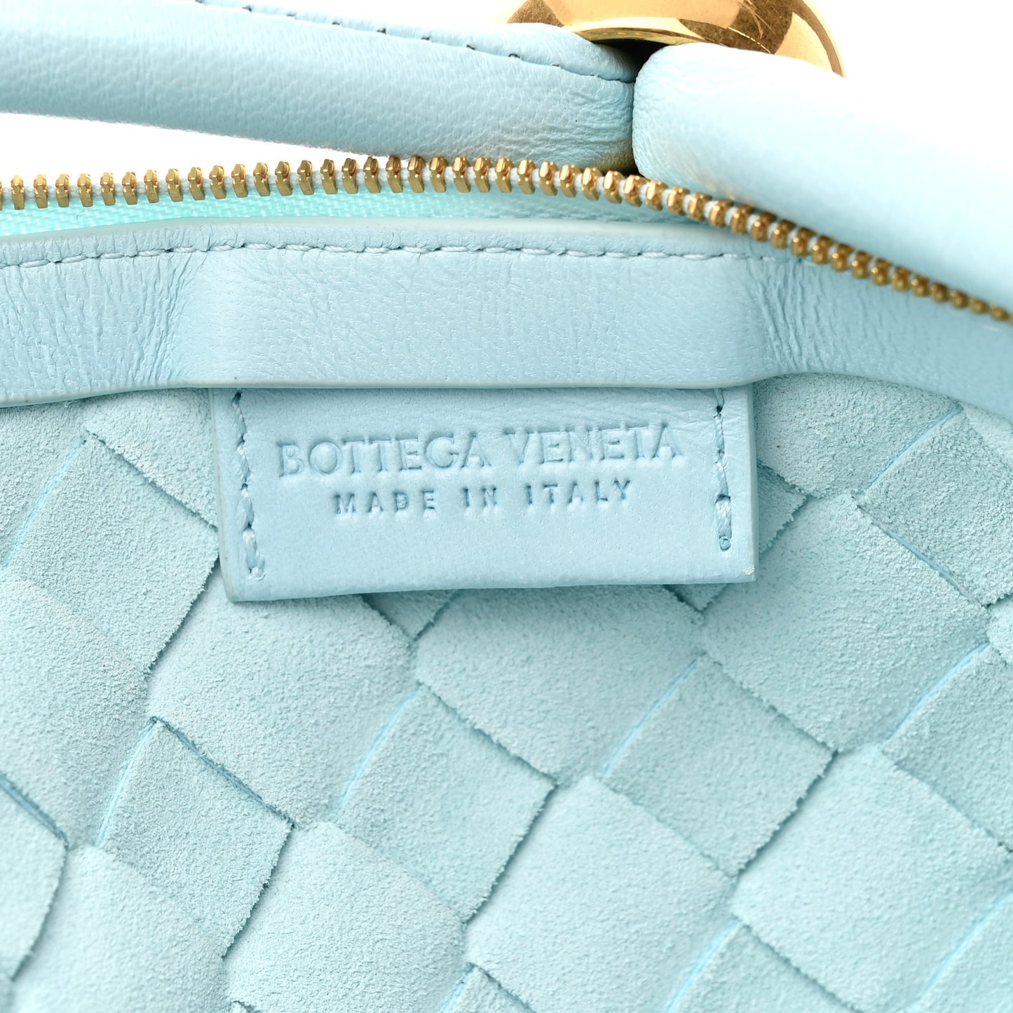 Nappa Intrecciato Small Turn Pouch Teal Washed