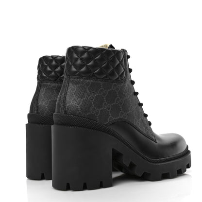 Gucci Apollo Calfskin GG Supreme Nappa Samoa Quilted Lace Up Ankle Boots 38 Black 4 of 8