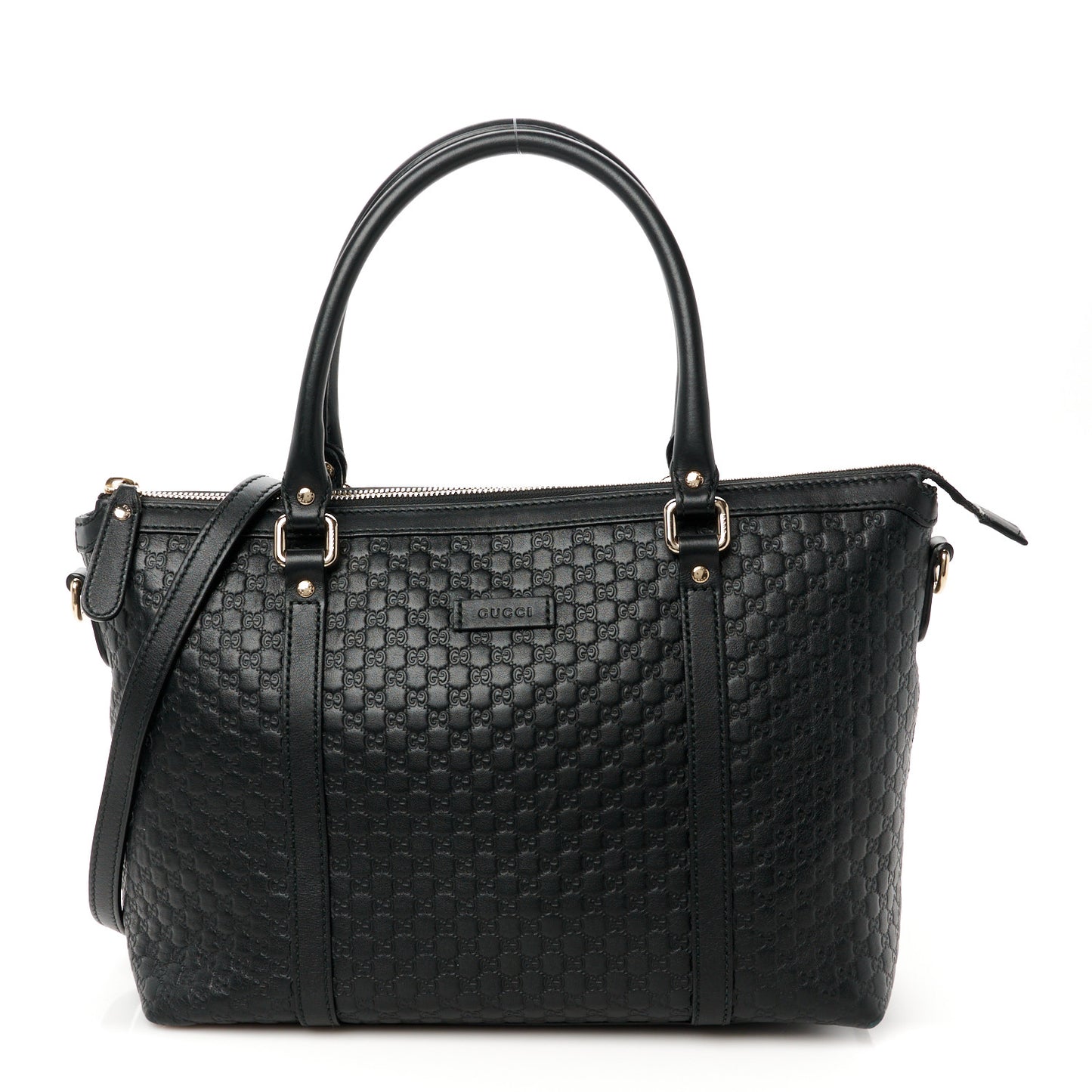 Soft Microguccissima Small Zippered Satchel Black