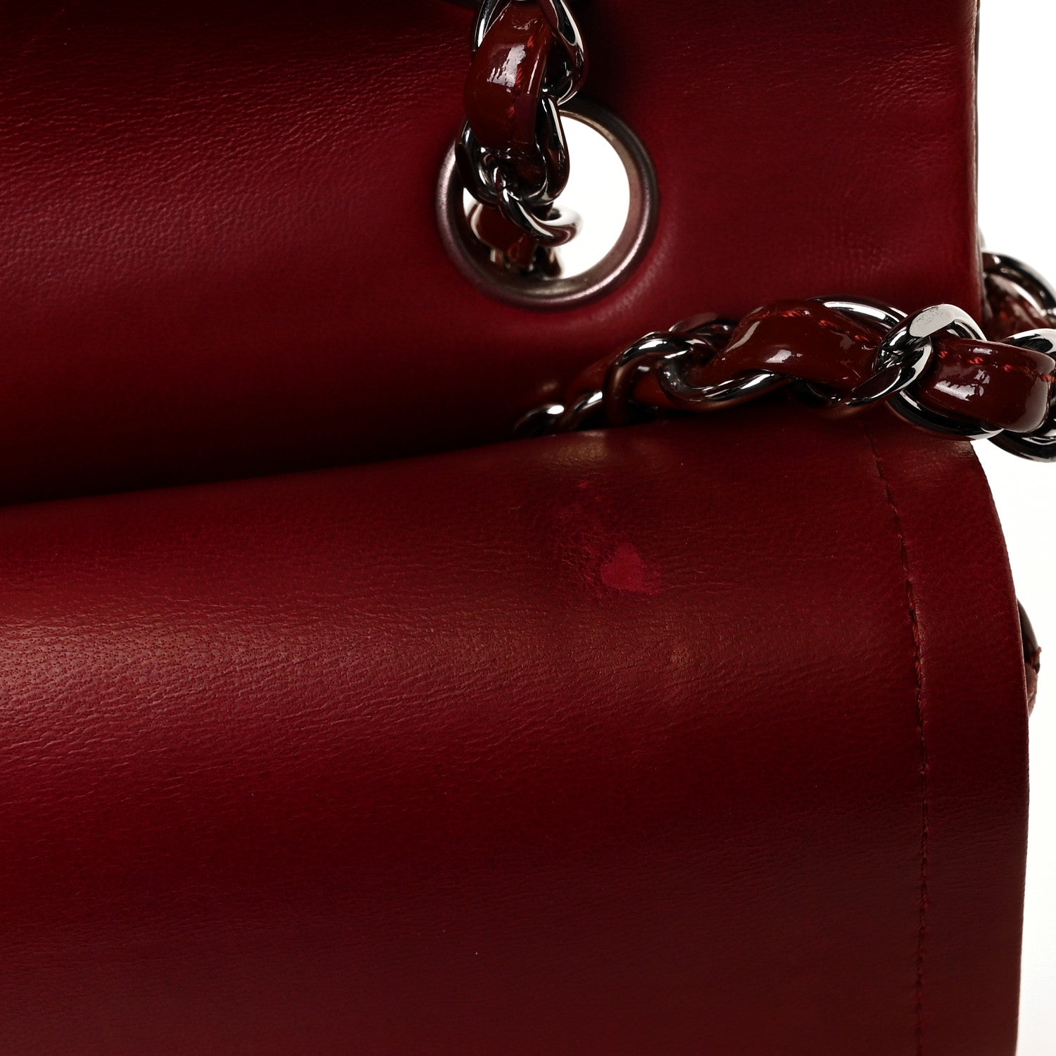 Chanel Patent Calfskin Quilted Medium Double Flap Dark Red 13 of 14