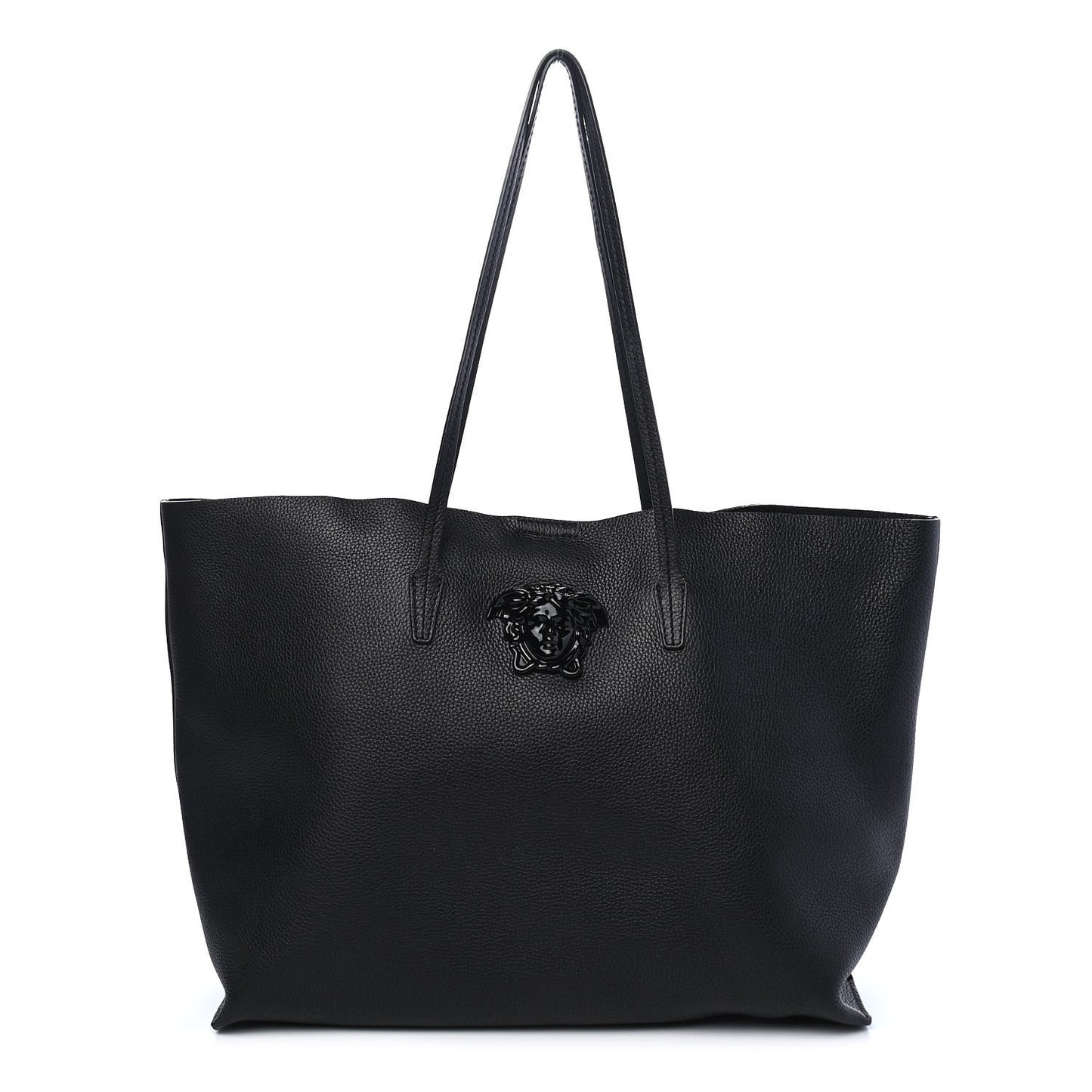 Grained Calfskin Palazzo Medusa Tote Black