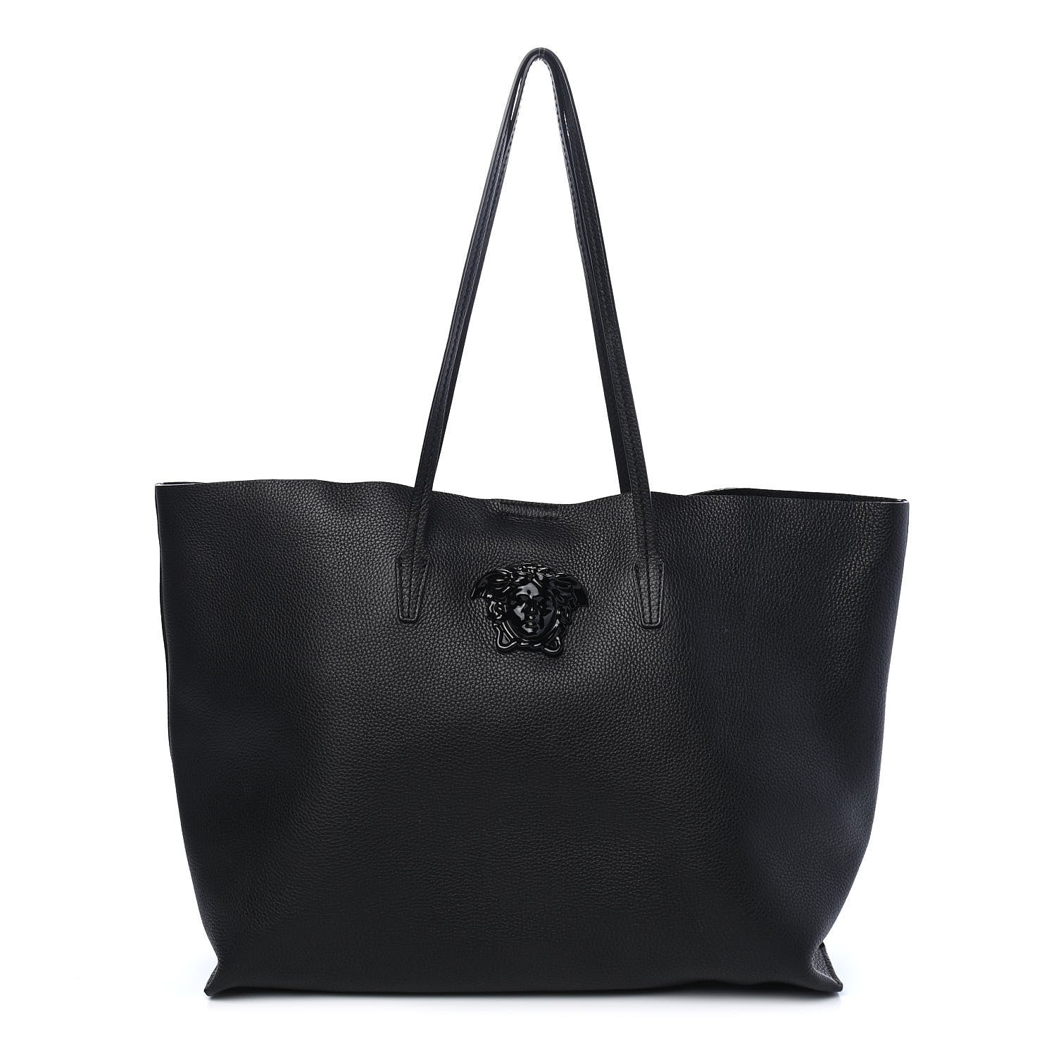 Versace Grained Calfskin Palazzo Medusa Tote Black 3 of 18