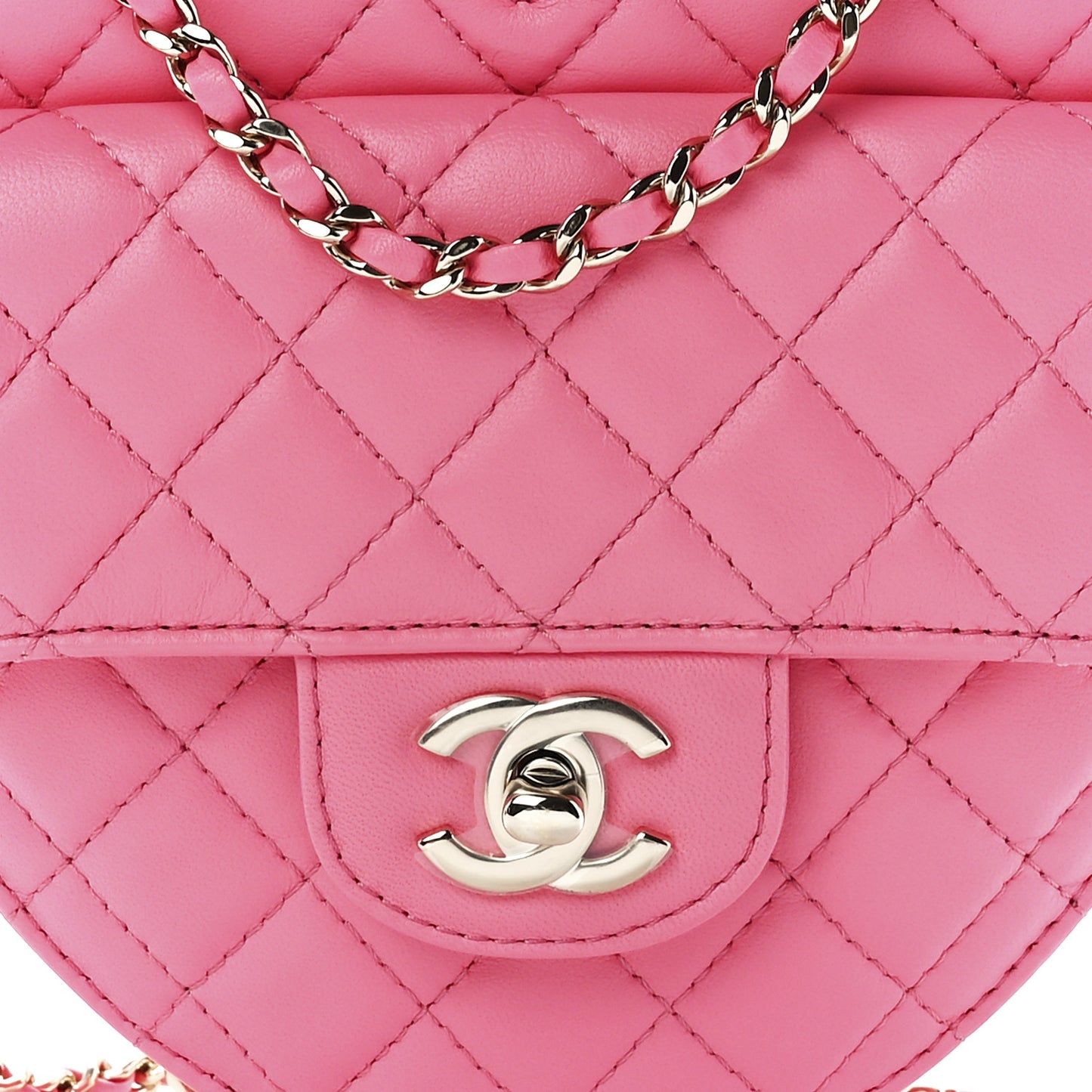 Lambskin Quilted CC In Love Heart Bag Pink
