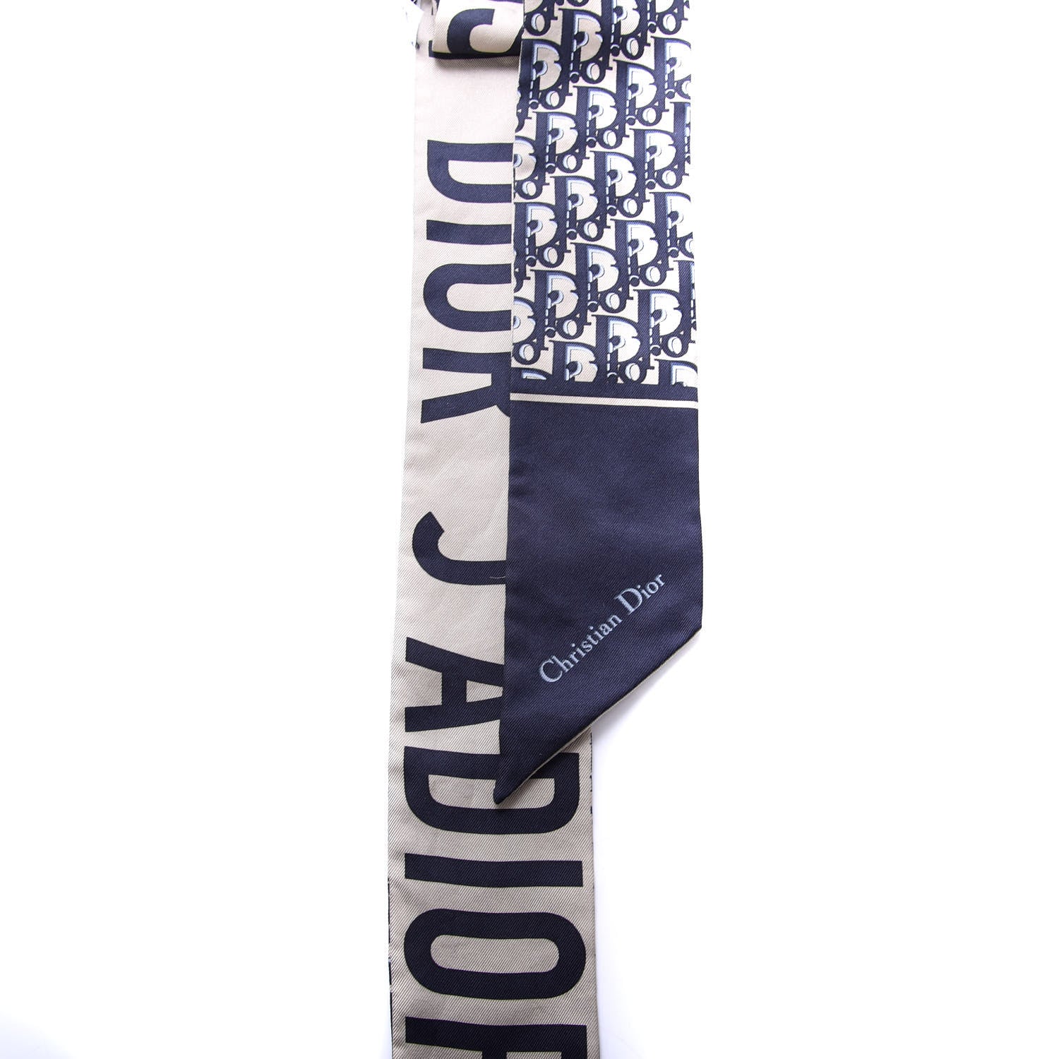 Christian Dior Silk Oblique Mitzah Scarf Blue 2 of 4