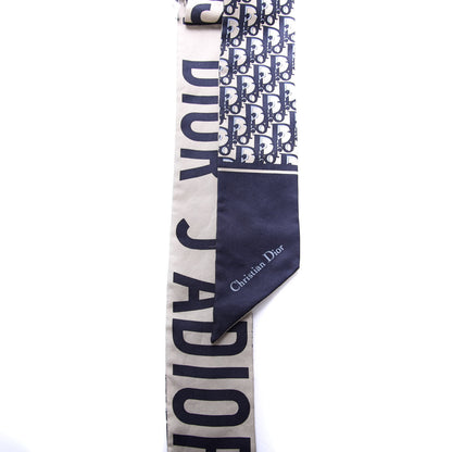 Christian Dior Silk Oblique Mitzah Scarf Blue 2 of 4