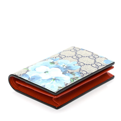 Gucci GG Supreme Monogram Blooms Card Case Beige Blue Navy Hibiscus Red 3 of 4
