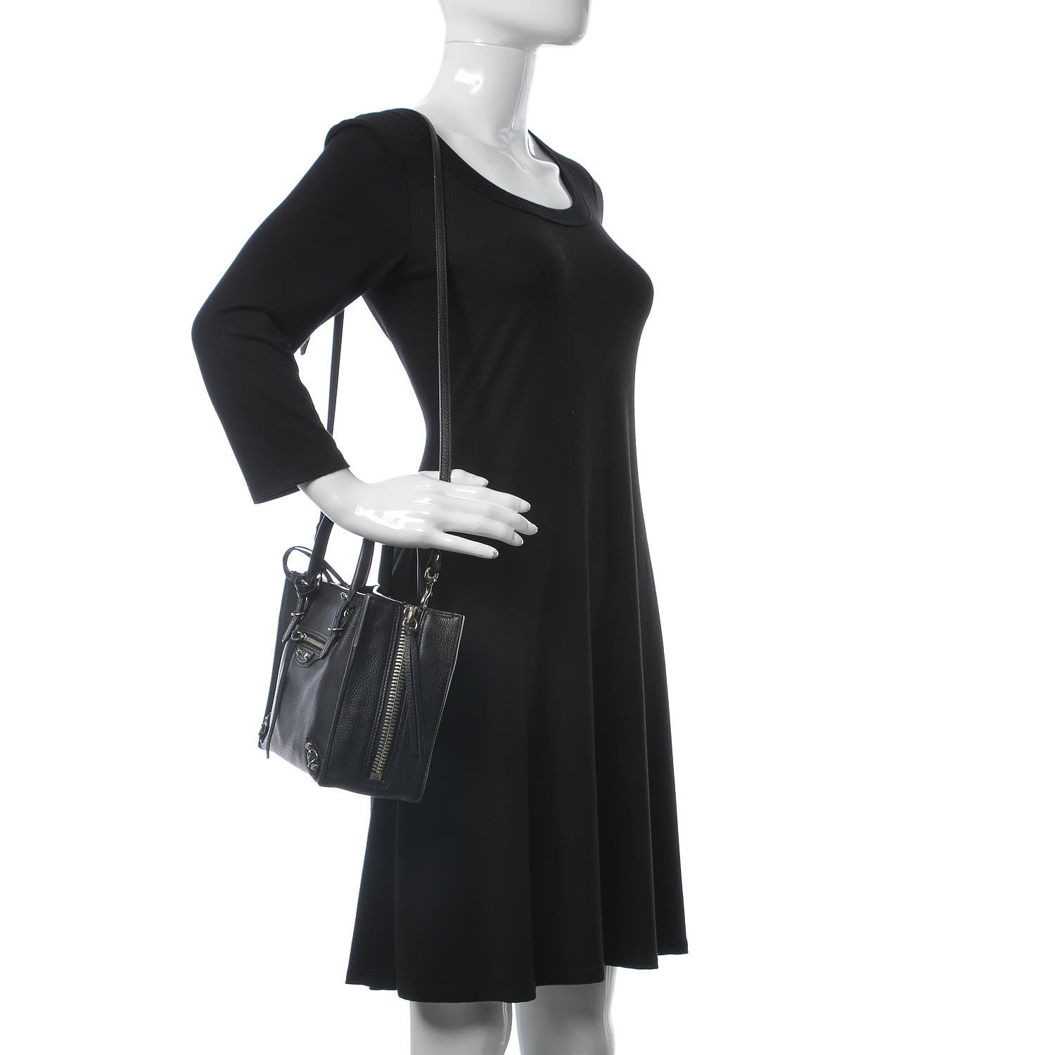 Balenciaga Grained Calfskin Papier Mini A4 Zip Around Tote Black 2 of 7