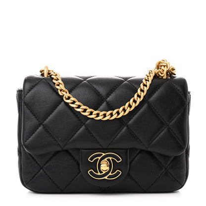 Chanel Lambskin Enamel Quilted Mini Pending CC Square Flap Black 1 of 10