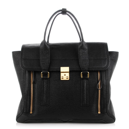3.1 Phillip Lim 3.1 Textured Calfskin Large Pashli Satchel Black 1 of 8