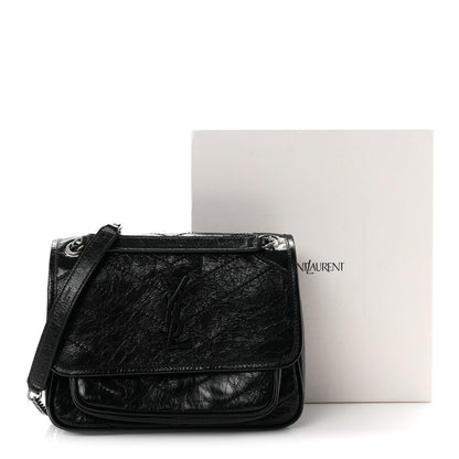 Saint Laurent Crinkled Calfskin Matelasse Monogram Baby Niki Chain Satchel Black 11 of 11