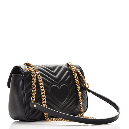 Gucci Calfskin Matelasse Small GG Marmont Shoulder Bag Black 3 of 10