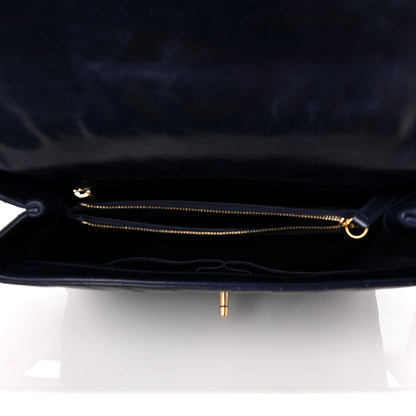 Chanel Calfskin Chevron Quilted Medium Coco Handle Flap Blue 5 of 11
