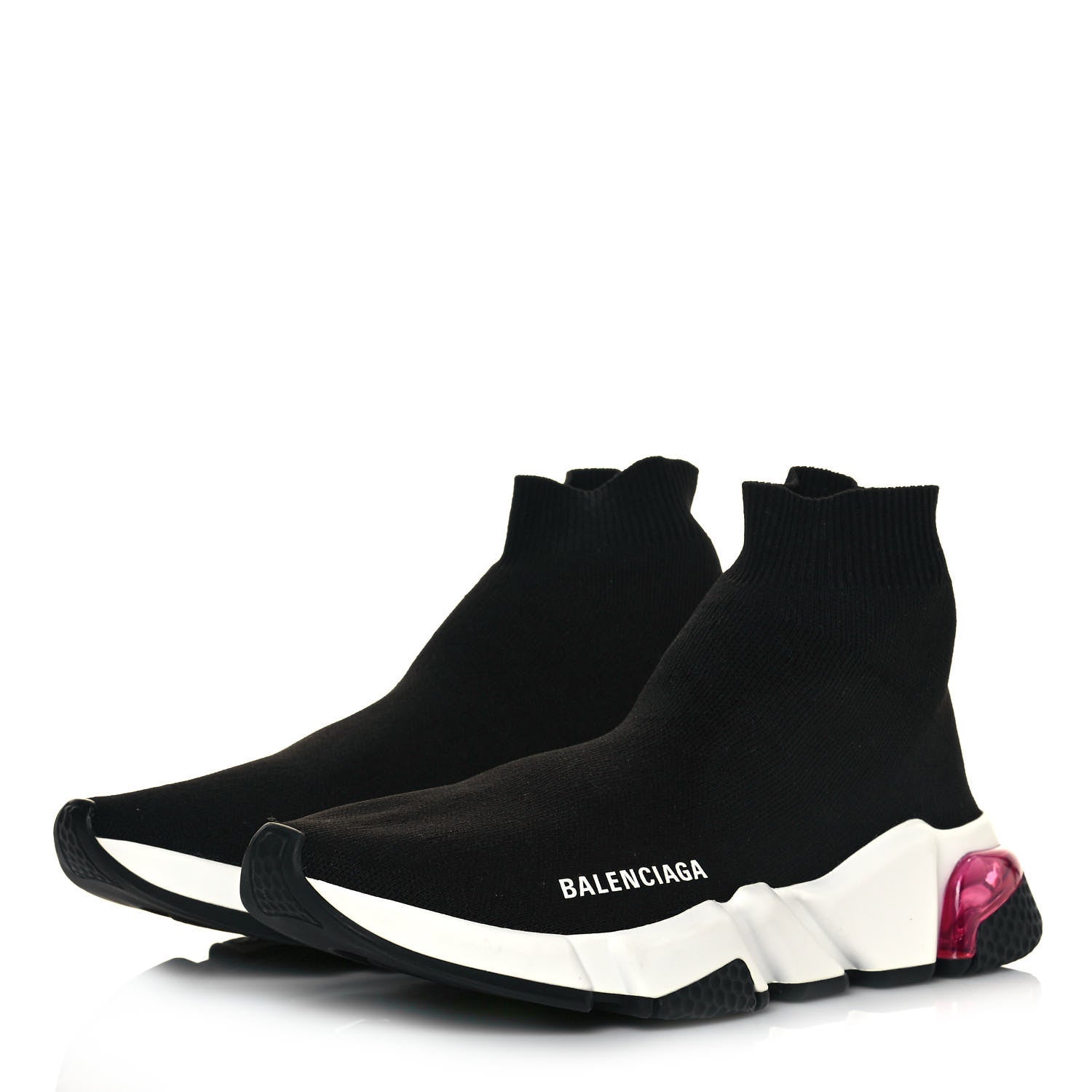 Balenciaga Neoprene Knit Womens Speed Clear Sole Sneakers 37 Black Pink 3 of 7