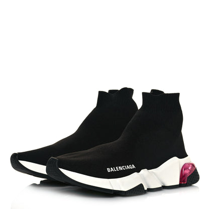 Balenciaga Neoprene Knit Womens Speed Clear Sole Sneakers 37 Black Pink 3 of 7