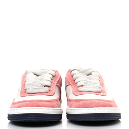 Chanel Suede Kidskin Womens CC Sneakers 35.5 White Pink 3 of 11