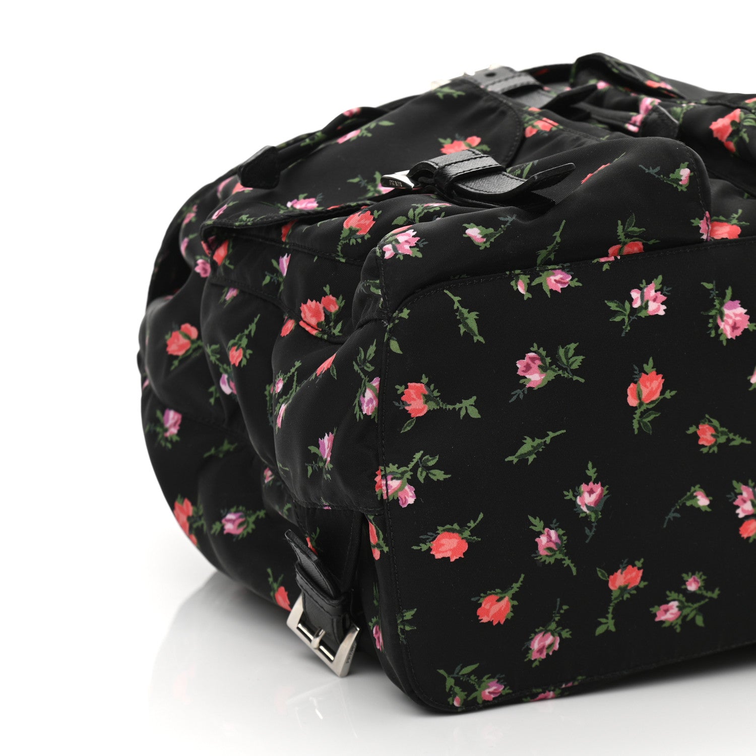 Prada Tessuto Nylon Saffiano Stampata Backpack Black Dis Rose 9 of 10