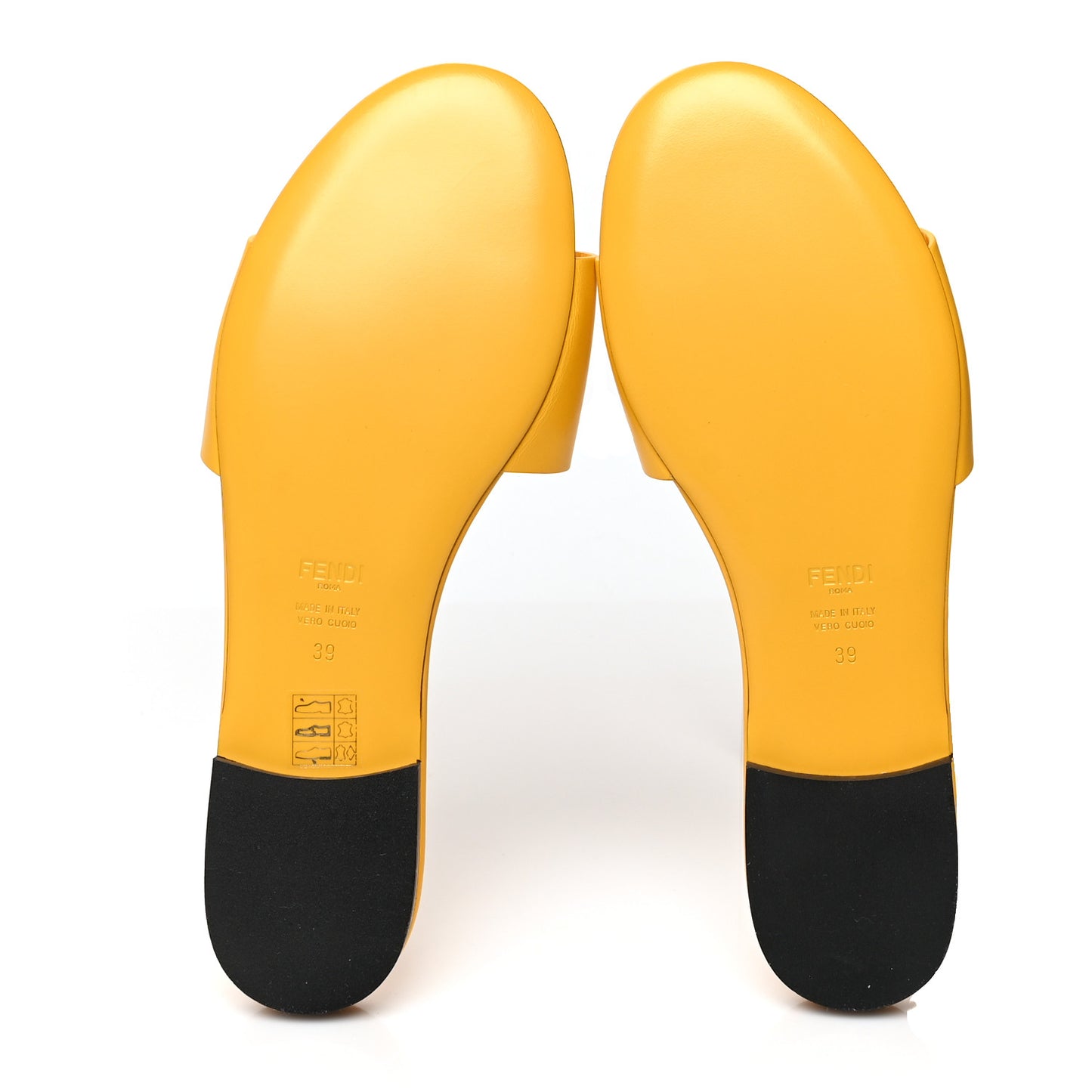 Vitello Cuoio Baguette Flat Slide Sandals 39 Mimosa