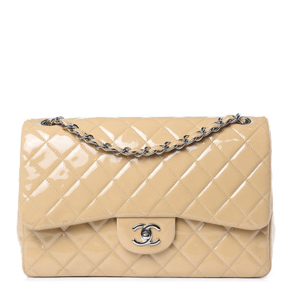 Chanel Patent Quilted Jumbo Double Flap Beige 1 of 14