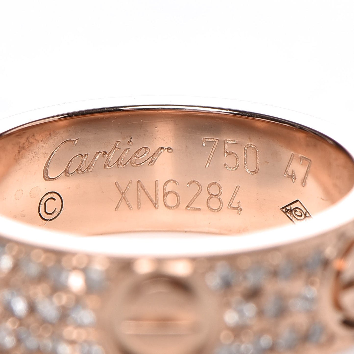 18K Pink Gold Diamond 5.5mm LOVE Wedding Paved Band Ring 47 4