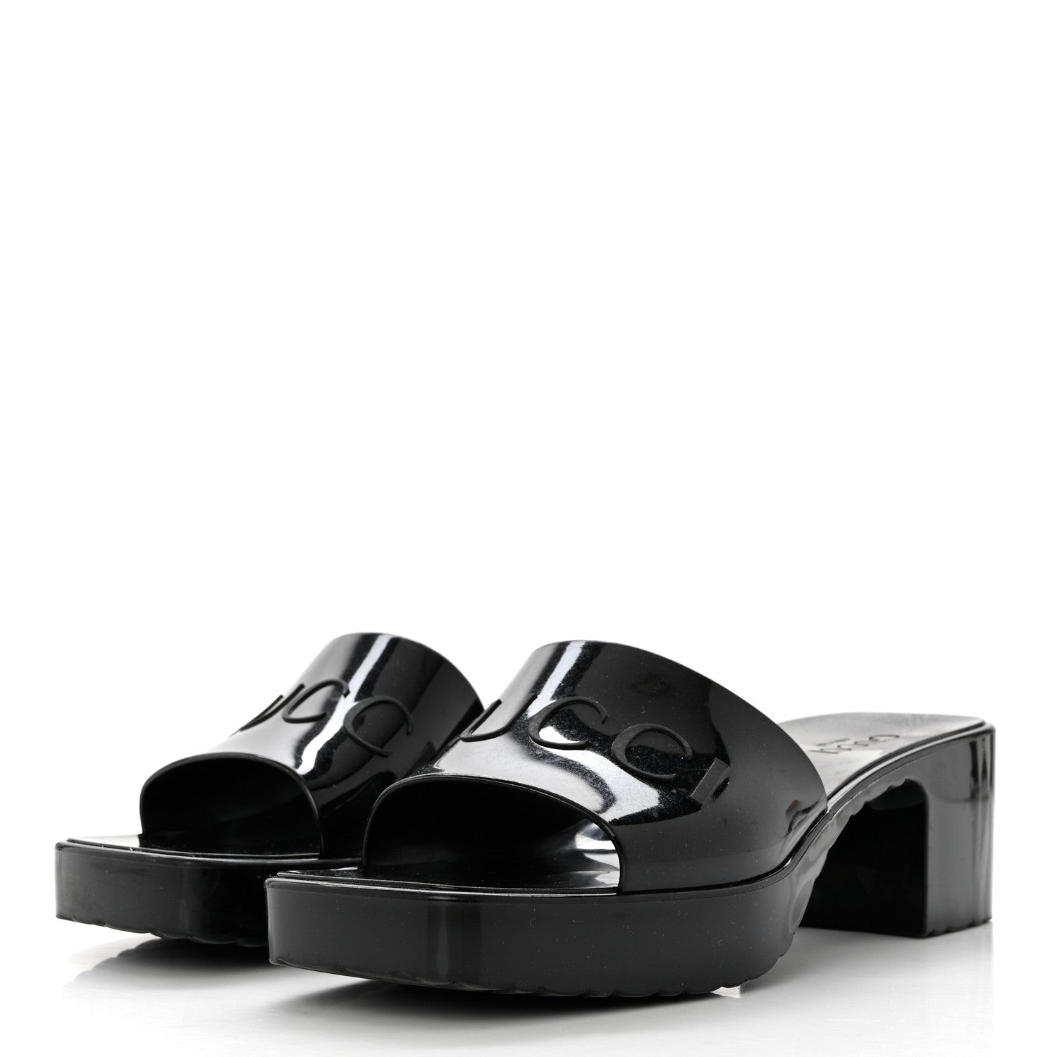 Gucci Rubber Gucci Logo Womens Platform 20/60mm Slide Sandals 38 Black 3 of 8