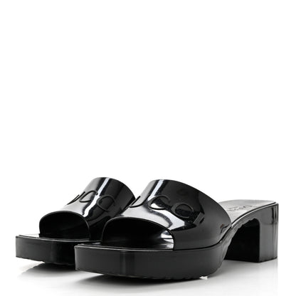 Gucci Rubber Gucci Logo Womens Platform 20/60mm Slide Sandals 38 Black 3 of 8