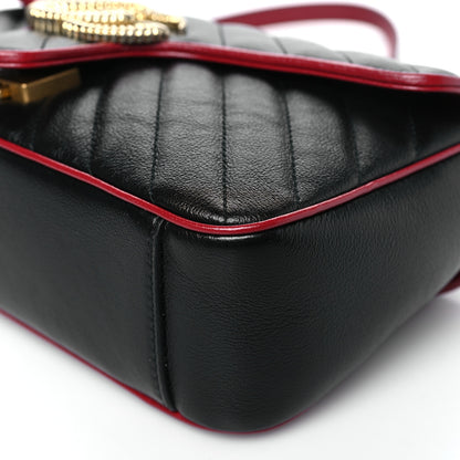 Gucci Vintage Effect Calfskin Matelasse Diagonal Small Torchon GG Marmont Shoulder Bag Black Romantic Cherry 10 of 10
