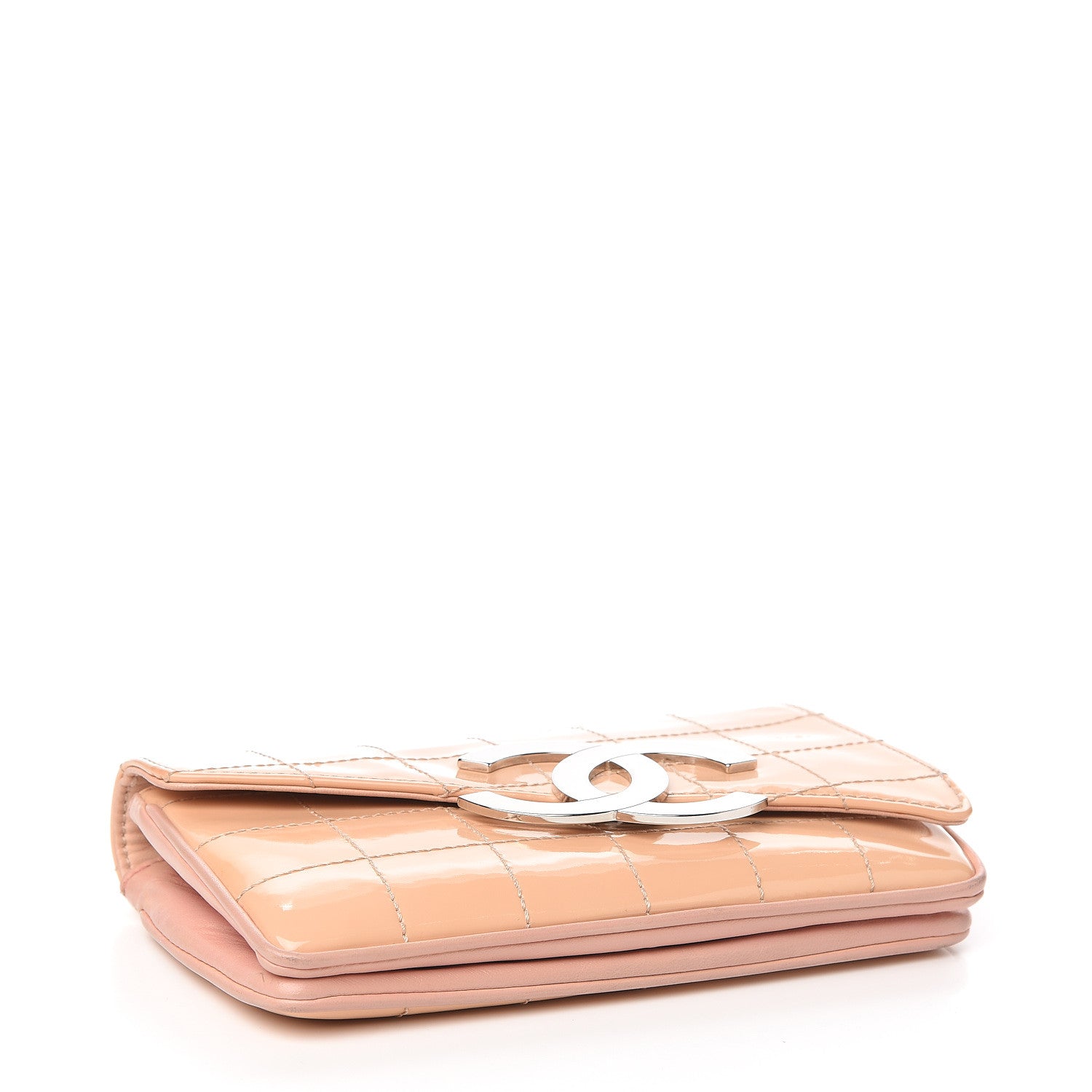 Chanel Patent Square Stitched CC Flap Clutch Beige 3 of 12