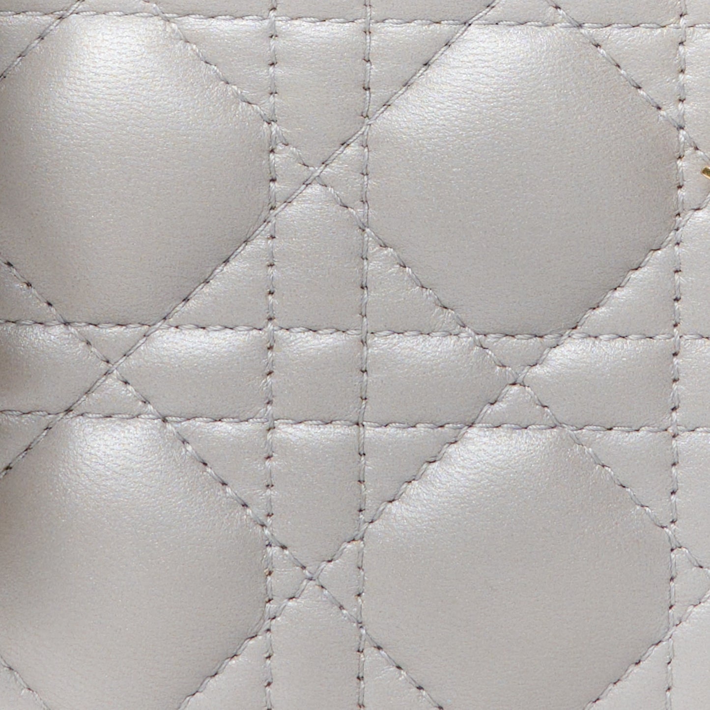Metallic Lambskin Cannage Mini Lady Dior Grey