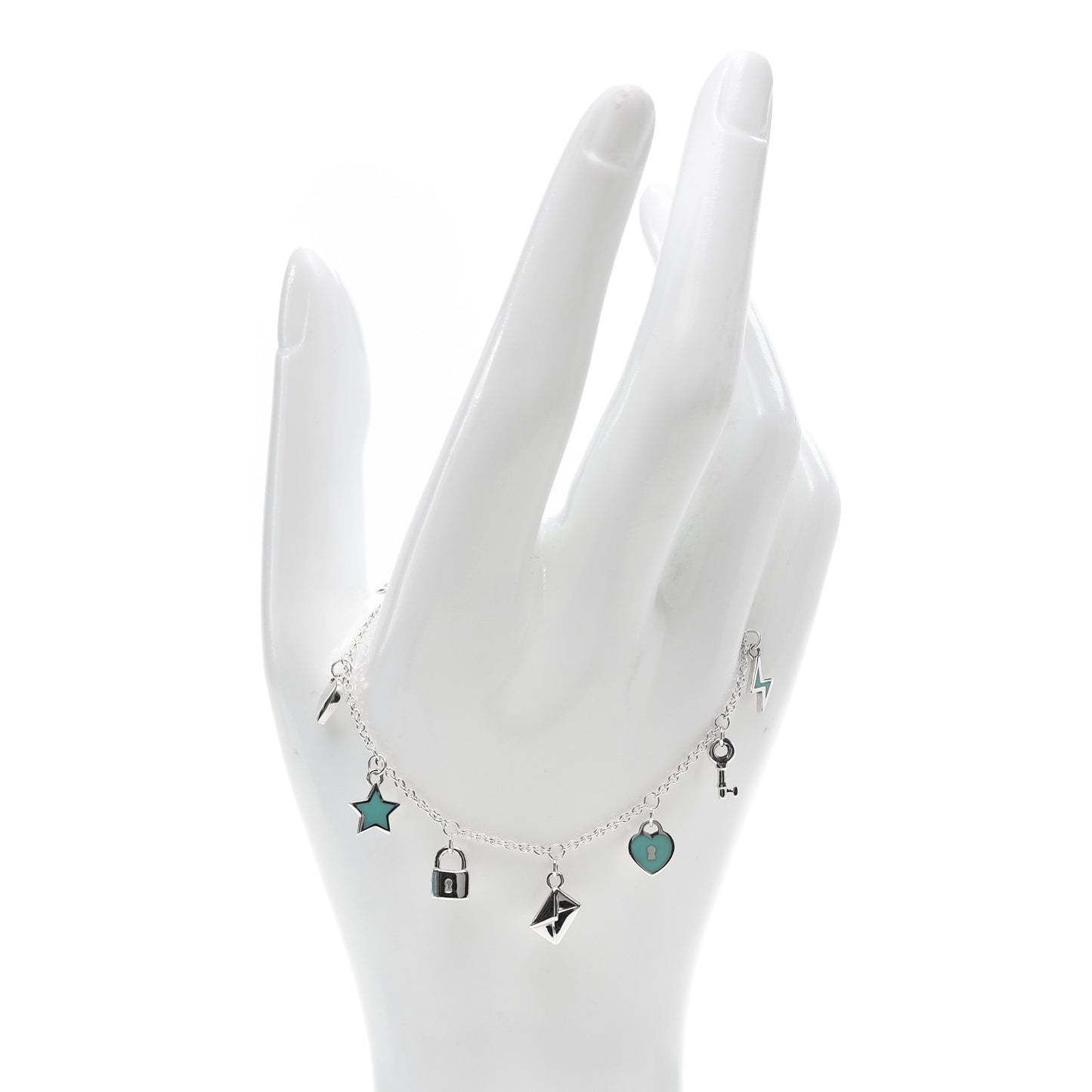Sterling Silver Enamel Love Notes Charm Bracelet Blue