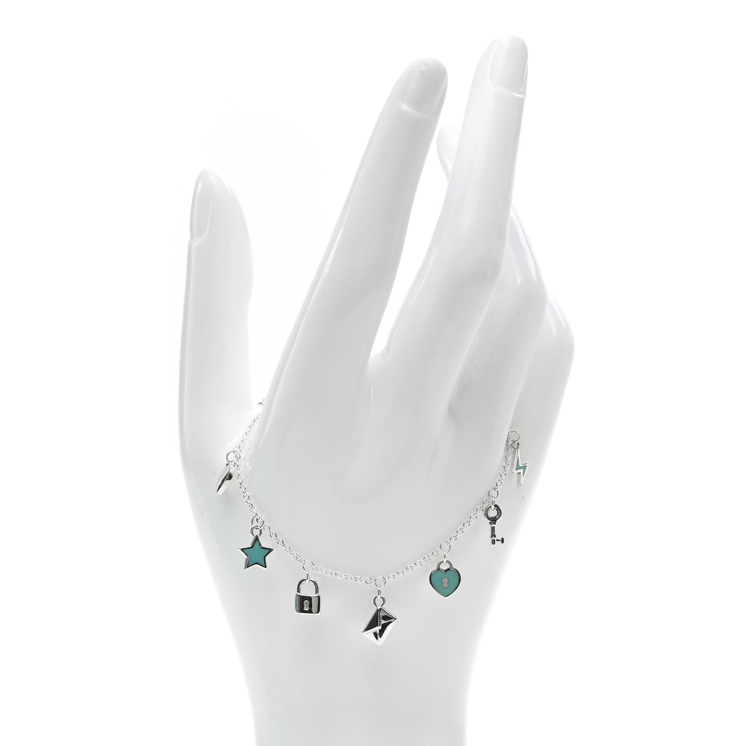 Tiffany Sterling Silver Enamel Love Notes Charm Bracelet Blue 2 of 6