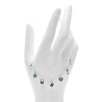 Tiffany Sterling Silver Enamel Love Notes Charm Bracelet Blue 2 of 6