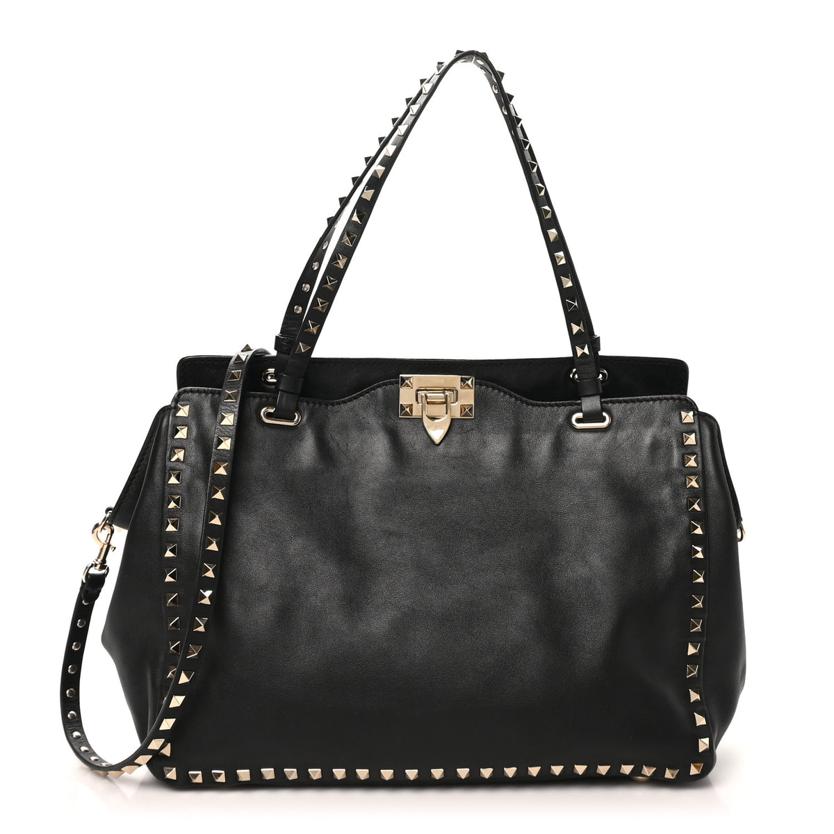 Vitello Medium Rockstud Tote Black