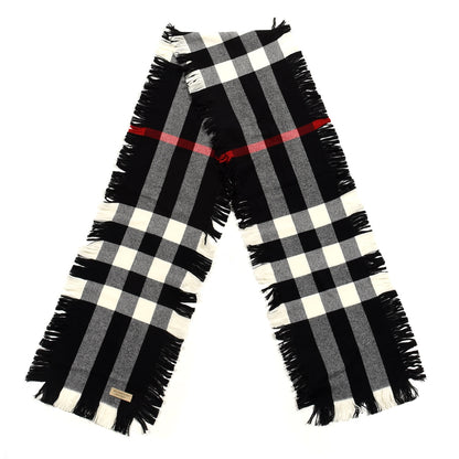 Burberry Wool Half Mega Check Fringe Scarf Black 2 of 4
