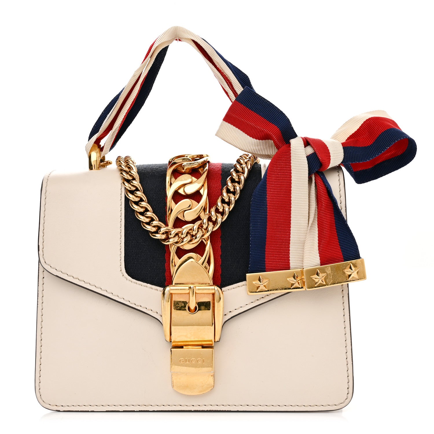 Gucci Calfskin Mini Sylvie Chain Shoulder Bag White 1 of 13