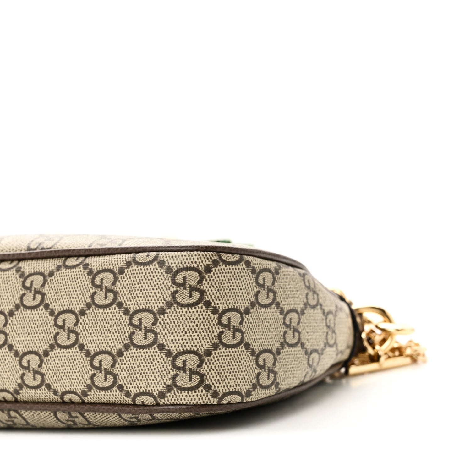 GG Supreme Monogram Textured Dollar Calfskin Web Small Ophidia GG Handbag Beige Ebony New Acero