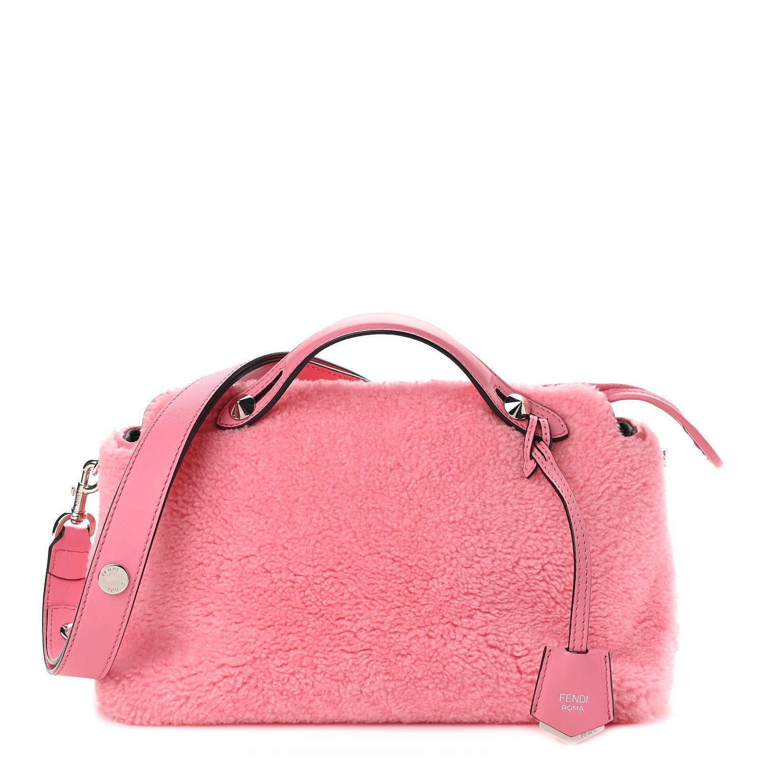 Fendi Shearling Vitello Dolce Medium By The Way Boston Bag Bubble Gum 1 of 9