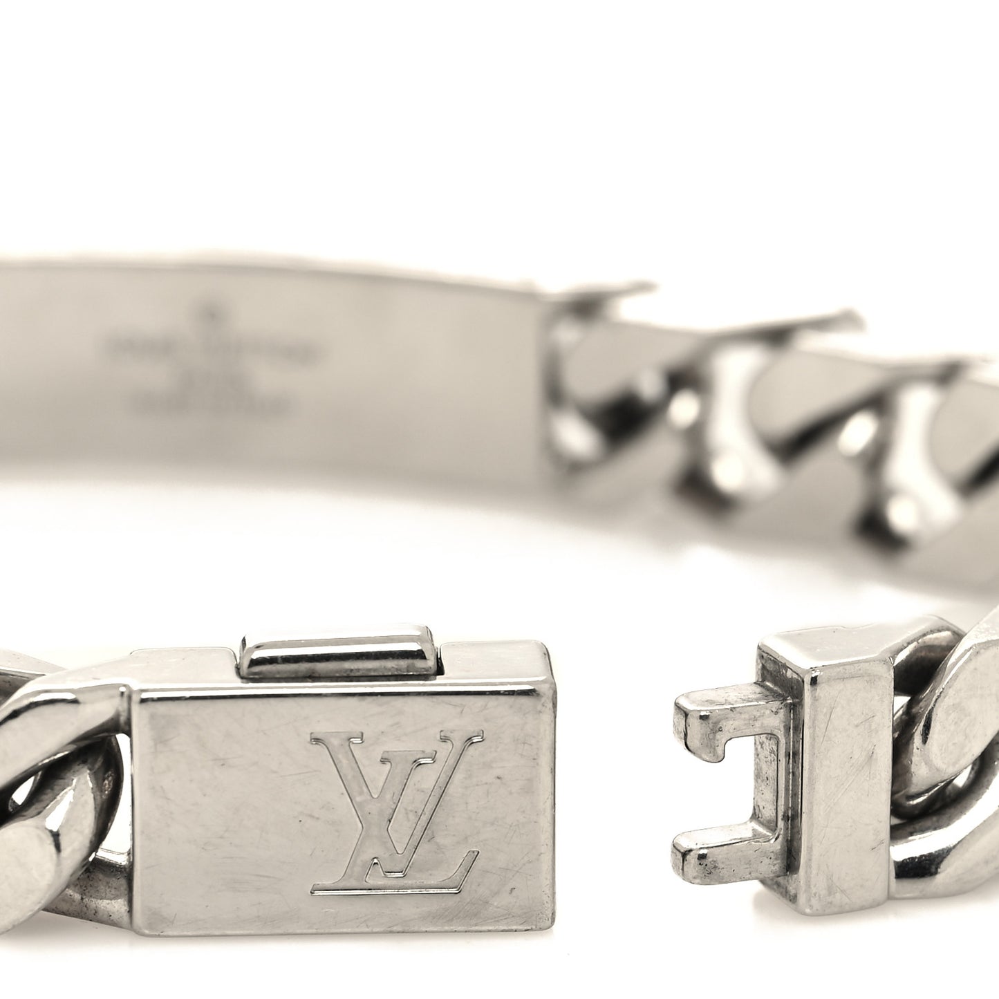 Zamac Palladium Monogram Chain Bracelet Silver