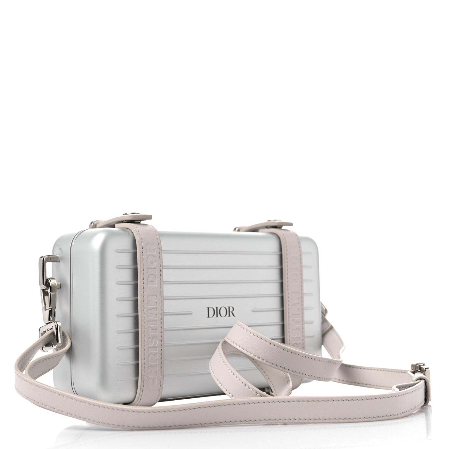 X RIMOWA Aluminum Personal Clutch On Strap Silver