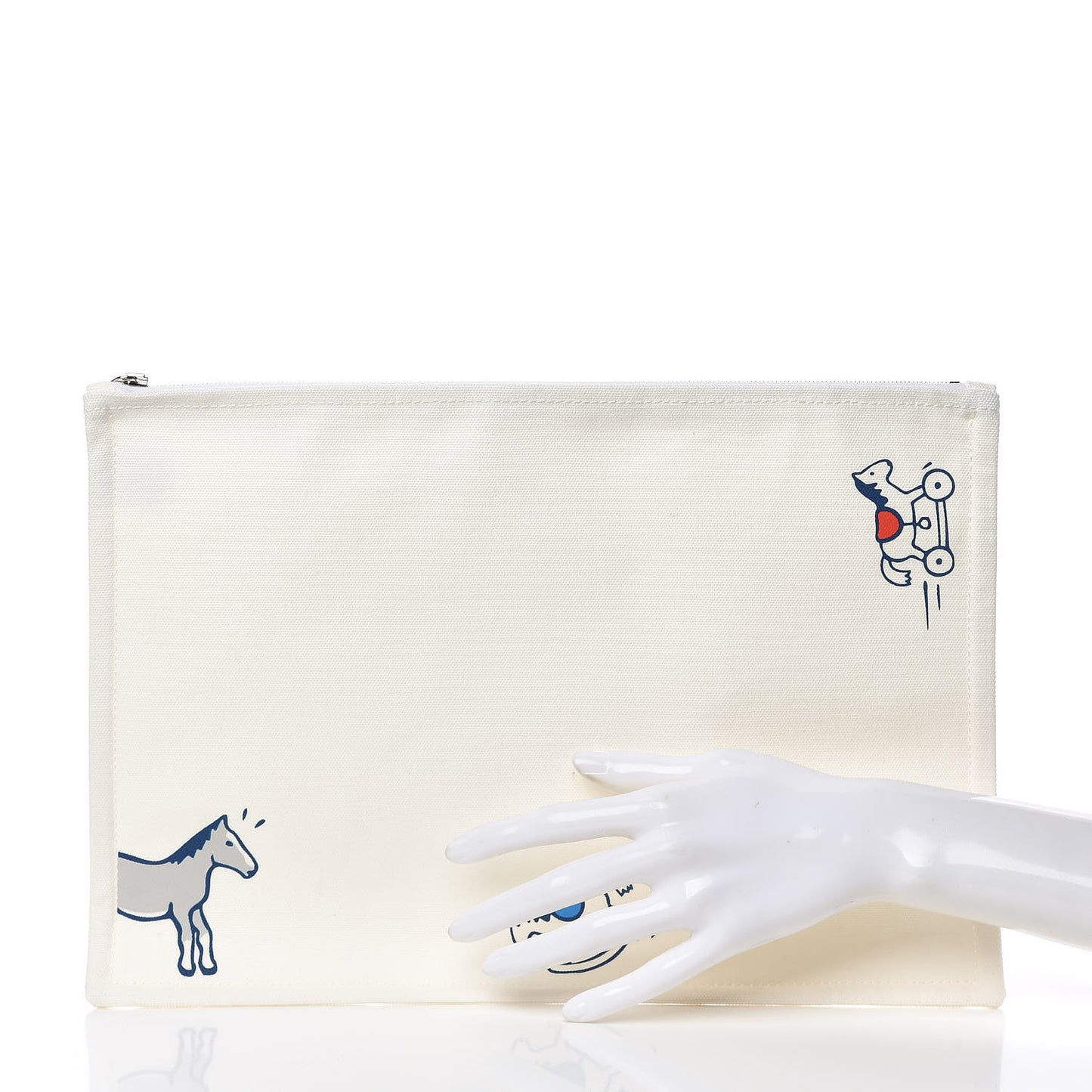 Cotton Canvas Adada Large Flat Case Bleu Marine