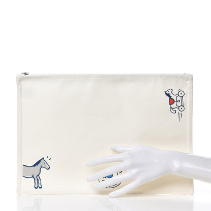 Hermes Cotton Canvas Adada Large Flat Case Bleu Marine 2 of 9